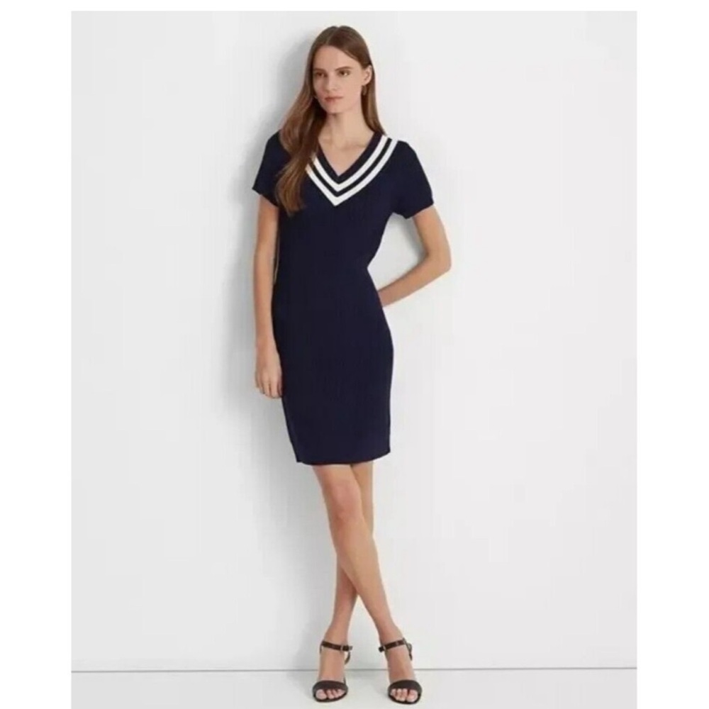 Lauren Ralph Lauren V Neck Mini Sweaterdres